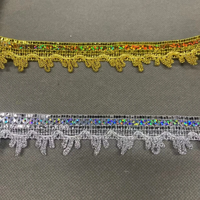 ZSY 3cm New Design DIY Clothing Sewing Gold Braided Sequined Lace Trimming For Hat Decoration Guipure Trim