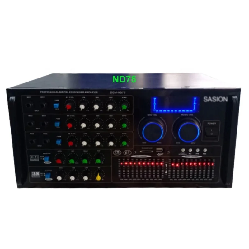 22-диапазонный EQ ND75 Hi-Fi звуковой микрофон эхо/задержка BT/USB/SD/MMC/AUX/MP3 аудио вход Цифровой синий зуб караоке усилитель динамик FM/LED.