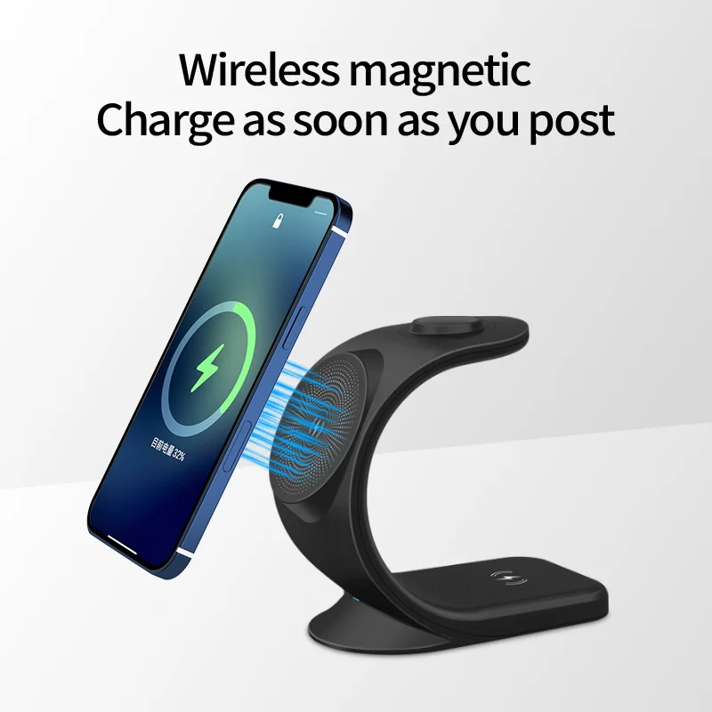 New design Multi-function 3 in 1 Wireless Charger magnet Stand Fast Charging Cell Phone Holder