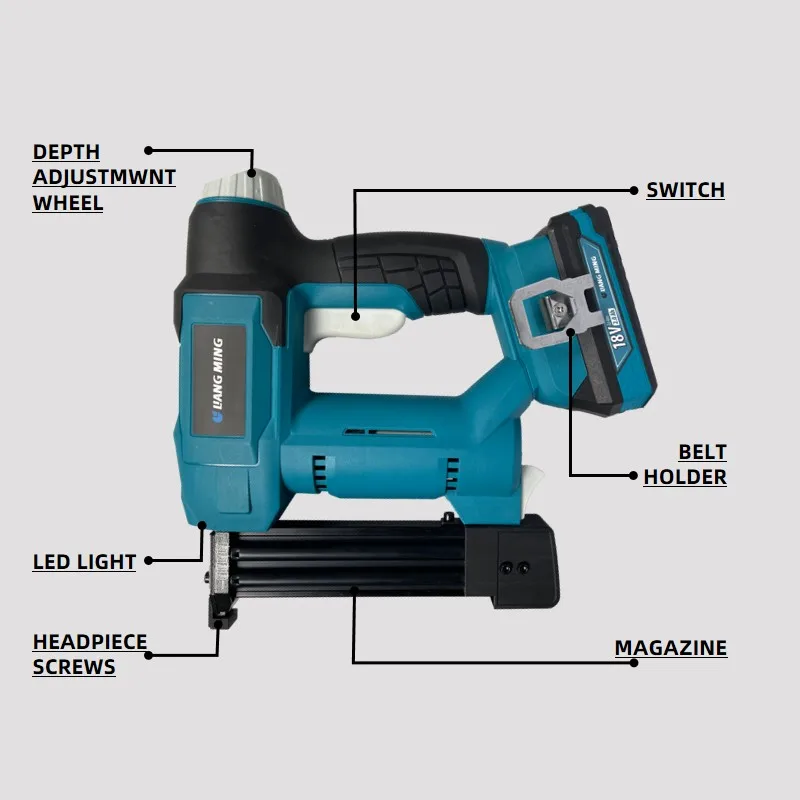 18V Cordless Nail Gun 2 in 1 model NG-L0118-A Lithium Battery Power Tools Pack Portable Household Rechargeable