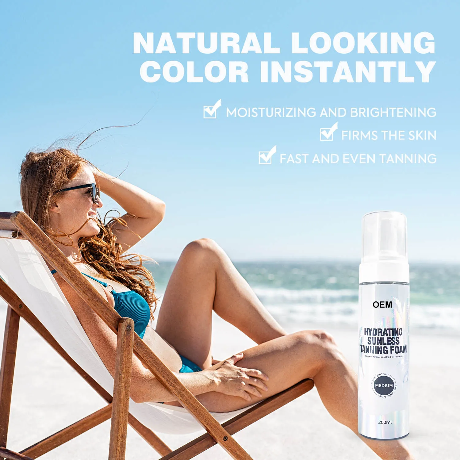 Tan Sunless Foam Accelerator Ultra Dark Custom Logo Body Bronze Self Tanning Mousse with Gloves