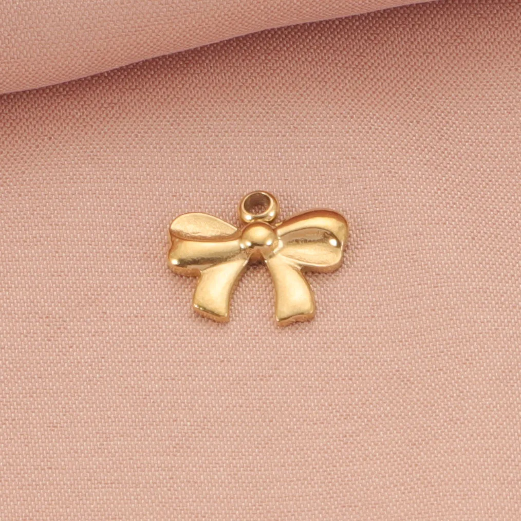 Wholesale titanium steel twist square tube small water drop bow high polish mirror effect jewelry pendant DIY jewelry making