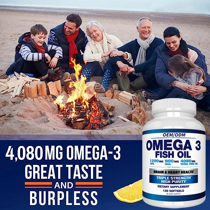gmp certified omega 3 fish oil 1000 mg dietary supplement - 180 softgels