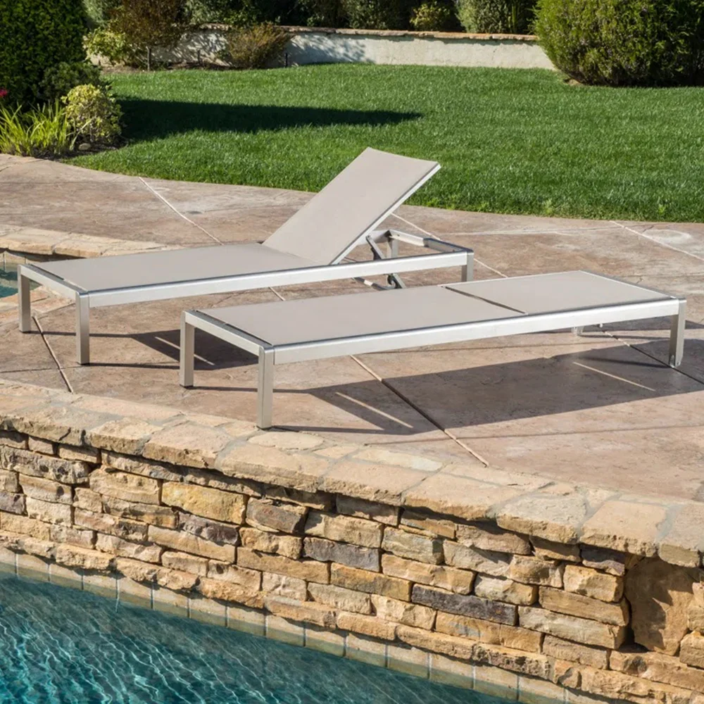 hot seller aluminum garden lounger chaise longue pool chaise longue sun loungers luxury swimming pool patio furniture set
