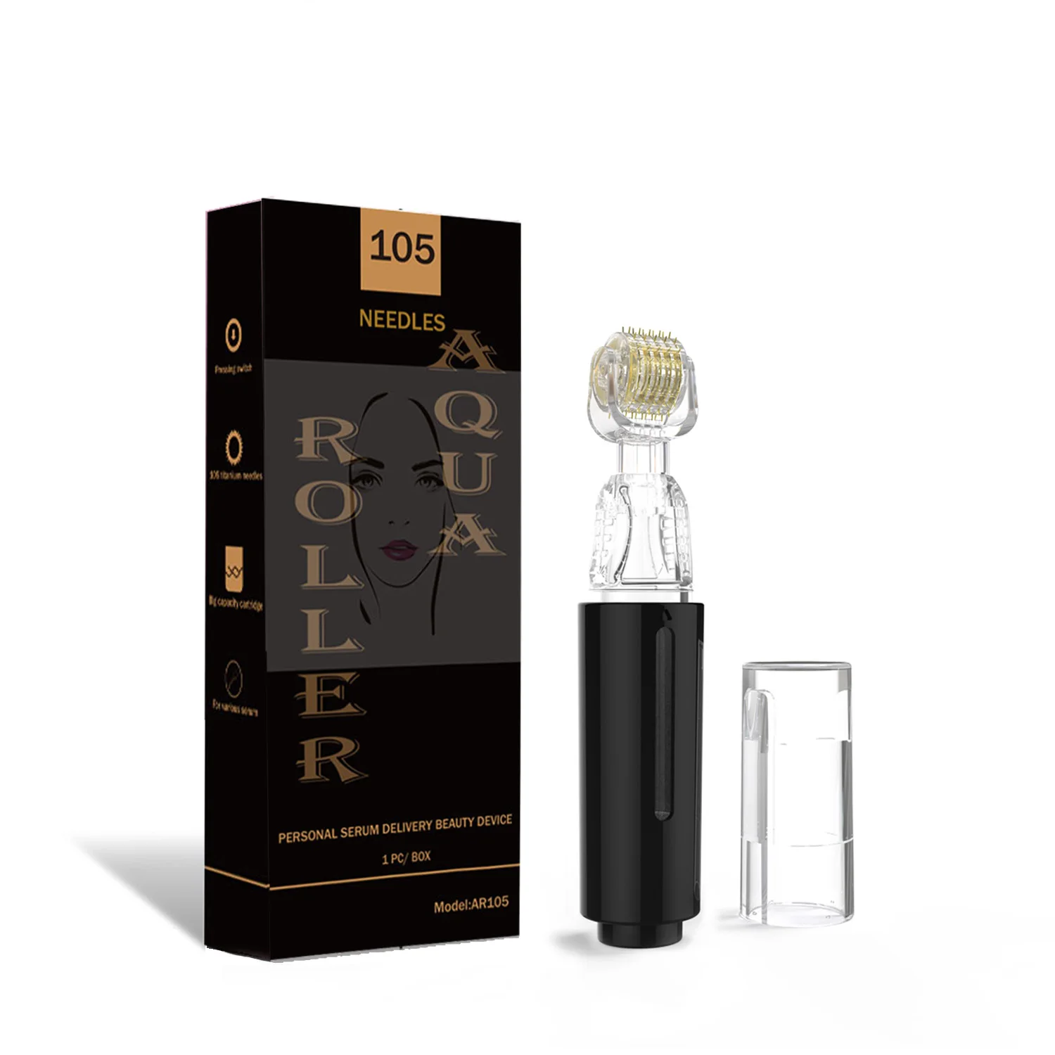 Facial Lip Care 105 Black Micro Needle Derma Roller Wholesale Mini Facial Beauty Instrument Portable Manual Roller Lip Plumper