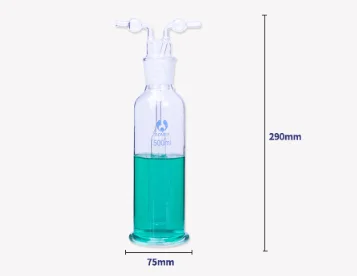 Glass dual open lab bottle glassware Lab Gas Washing Bottles Laboratory Gas Wash Bottle
