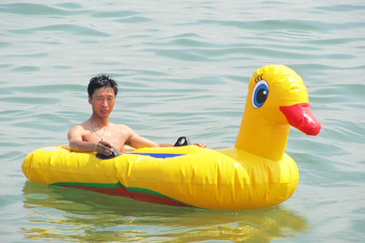 Alliance Cute customized aqua water animal boat floating water sport pool toys inflatable yellow duck animal boat for sale