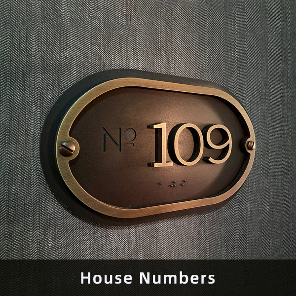 Hongsen Custom Brass Memorial Plaque Hotel Door house number Decorative Engraved Metal Name Bronze Plaque