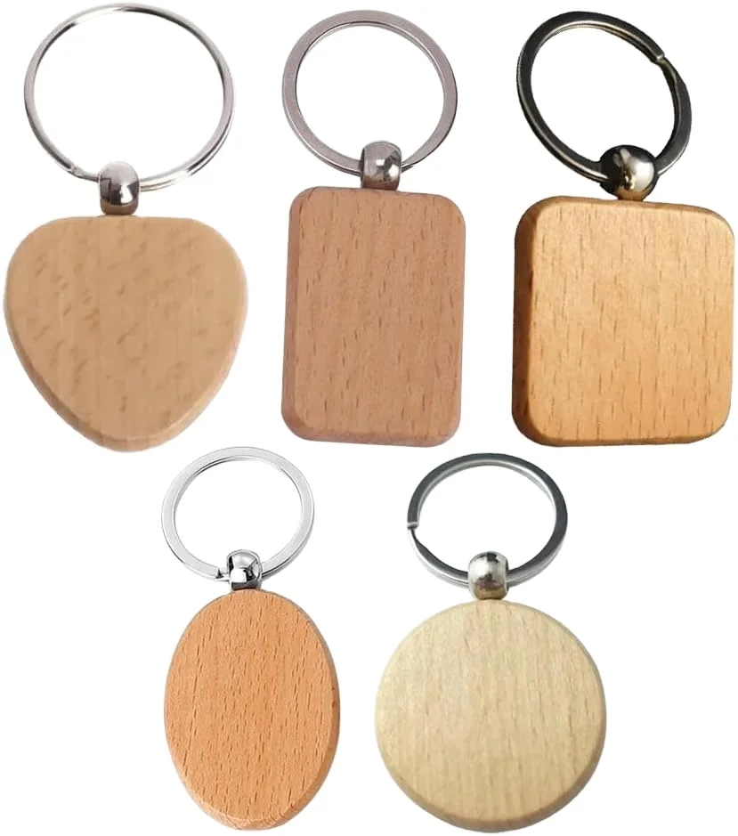 Daily Life Convenient Use Decoration Different Shape Wooden Keychain Blank