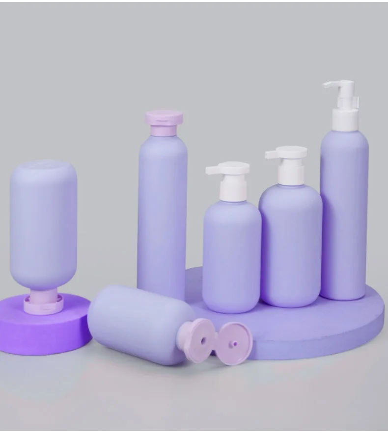 300 мл HDPE матовый розовый зеленый фиолетовый выдавливаемый шампунь для волос гель душа бутылка мытья тела с логотипом