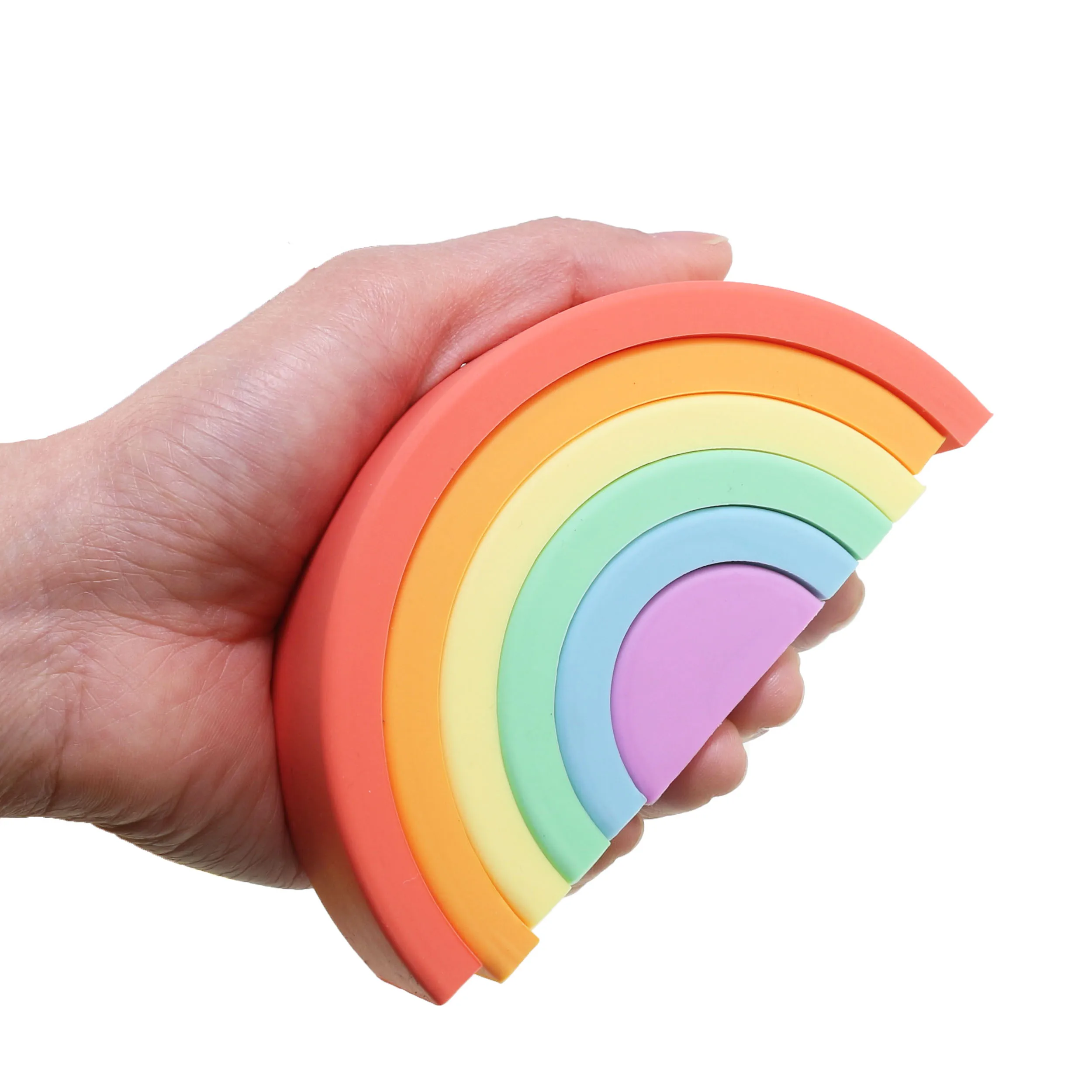 Building Block Stacking Toy Rainbow Geography Silicone Stacker Toy Baby Silicon Teething Stacking Toys