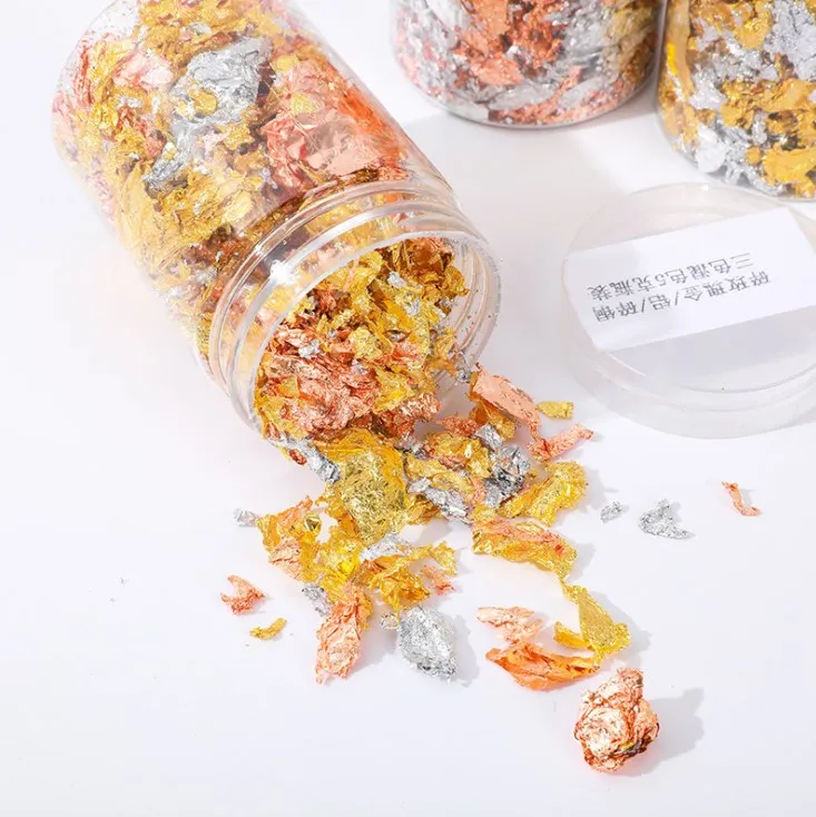Imitation Gold Sliver Copper Foil Sequins Glitters Craft Leaf Flake Sheets Bulk Foil Paper For Gilding DIY Nail Art Decor