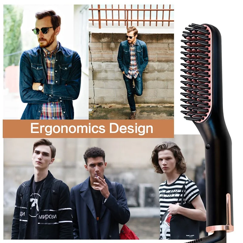 Ready to Ship Electric Ceramic Beard Straightening Brush Comb Iron Hair Straightener for Men