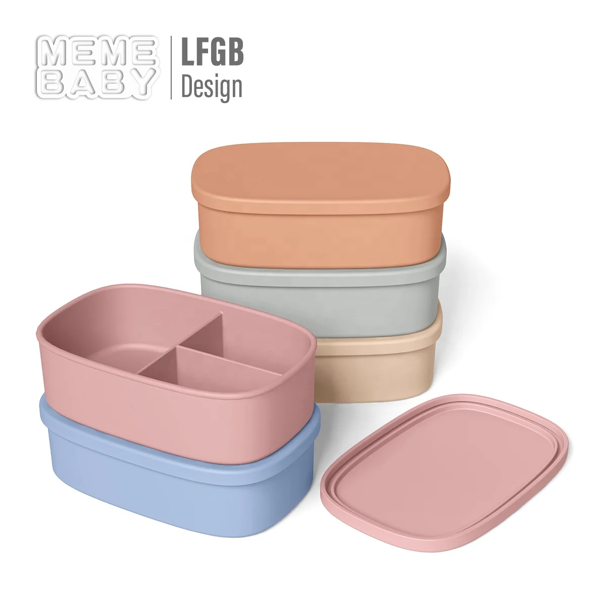 Silicone 3 Section Lunch Box Eco Friendly Safe Food Container Children School Lunch Box Silicone Bento