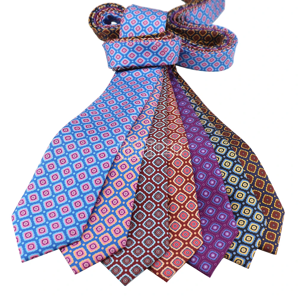 Custom Pattern Ties Geometric Neckties Good Quality Floral Pattern Fall Color Silk Print Tie For Men