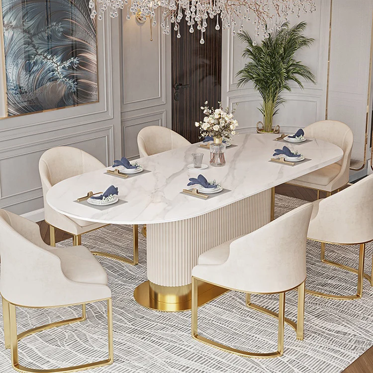 Luxury Tables, Room Sets Modern Home Furniture 6/8/10 Dining Chairs, Marble Hot Sale New CY197