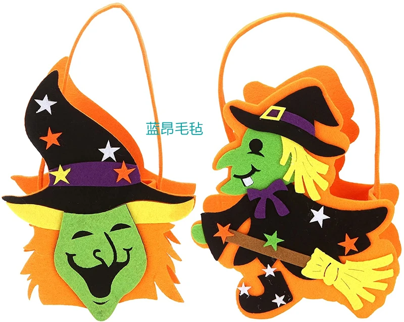 Halloween party decoration trick or treat felt candy tote bags with pumpkin ghost storage basket