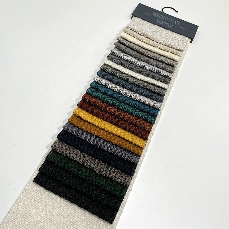 Moroccan upholstery beige boucle sofa fabric linen look woven nylon polyester fabric