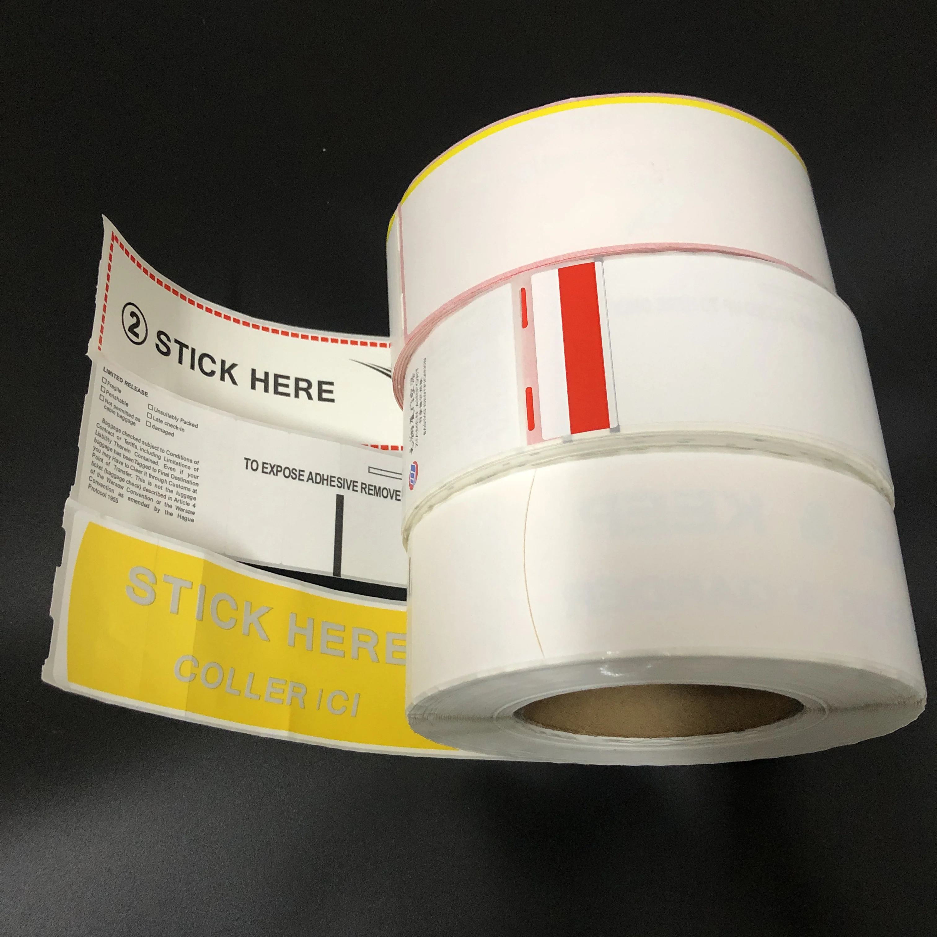 New Customized Thermal Blank Luggage Tags Airline Adhesive baggage tag sticker