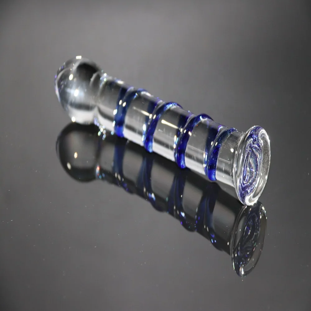 vibrating light pyrex glass dildo with colorful design