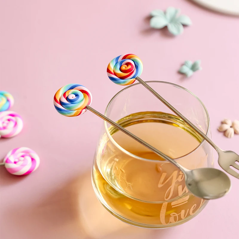 Оптовая продажа свадебные столовые приборы для детей розовое золото нержавеющая сталь конфетная форма десерт кофе мороженое чай молоко набор вилок ложек