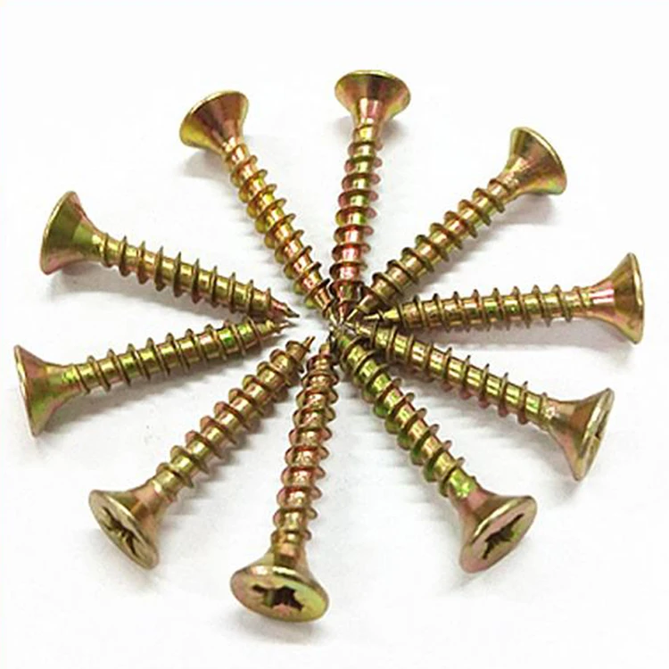 Wholesale Yellow Zinc Plated Furniture Hexagon Bolt and Nut Stainless Steel Chipboard Screw