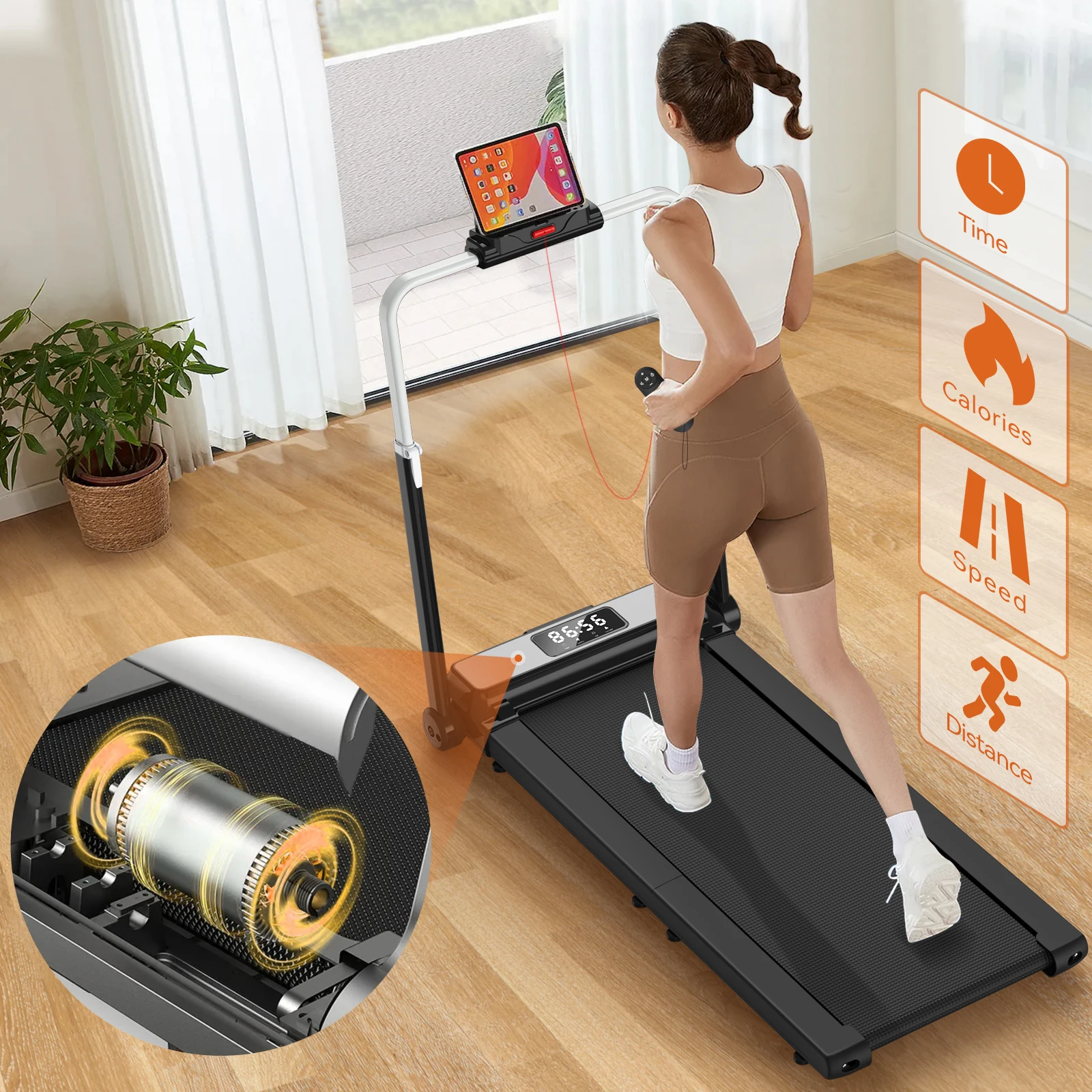 TODO Wholesale Small Folding Walking Pad Treadmill Fitness Equipments Portable Smart Home Use Electric Mini Under Desk Treadmill