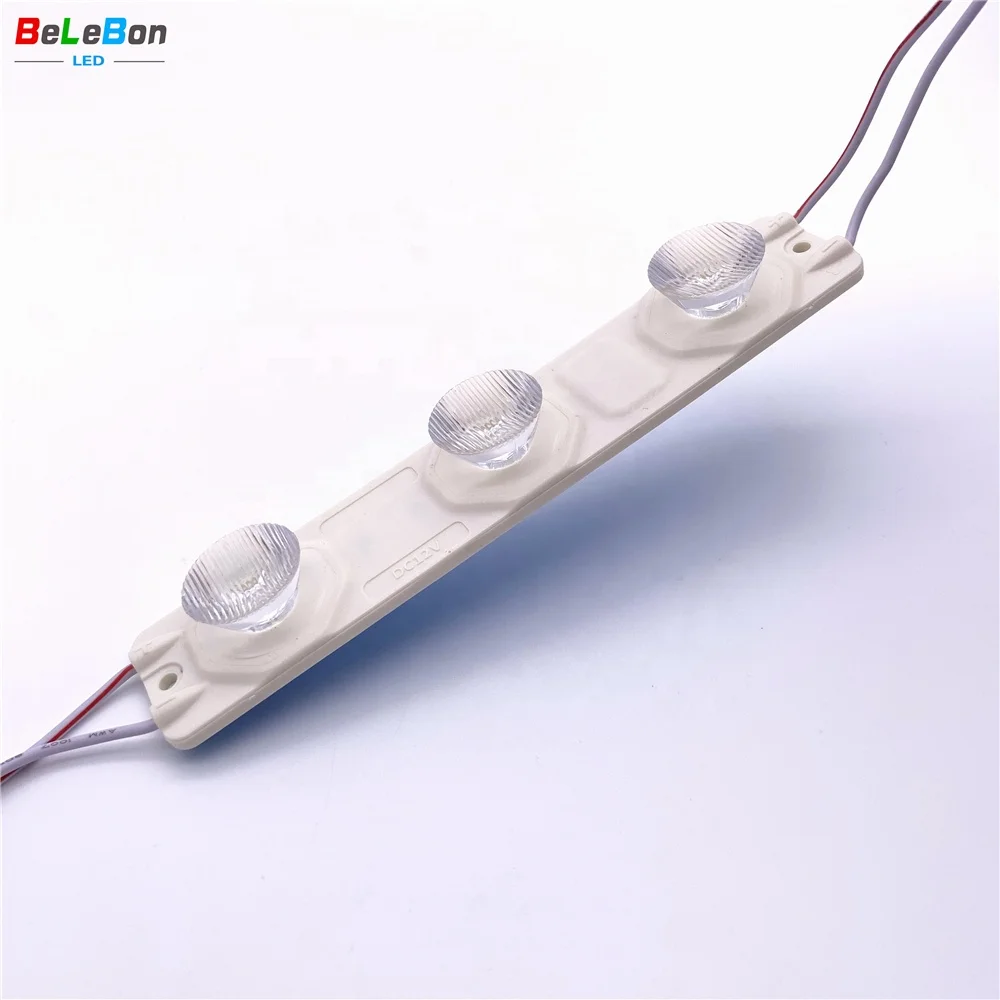 DC12V 3leds 3w 6w white 6000K 6500K 9000K 36 degree spotlight lens high power side view led module for big double side light box