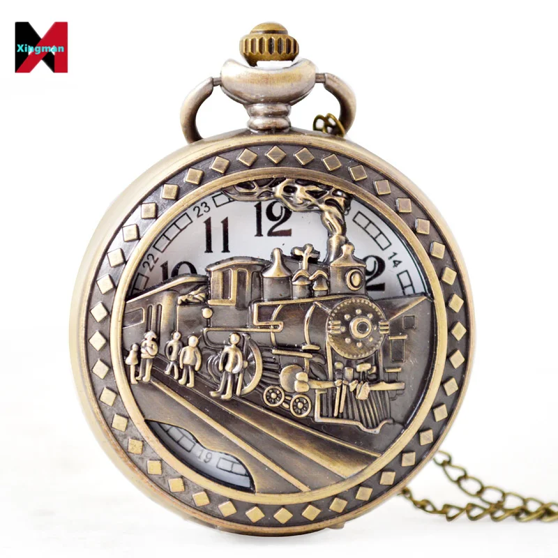 XM Classic Antique Bronze Spider Hollow Roman Quartz Pocket Watch trendy christmas gift for man Pendant Watch