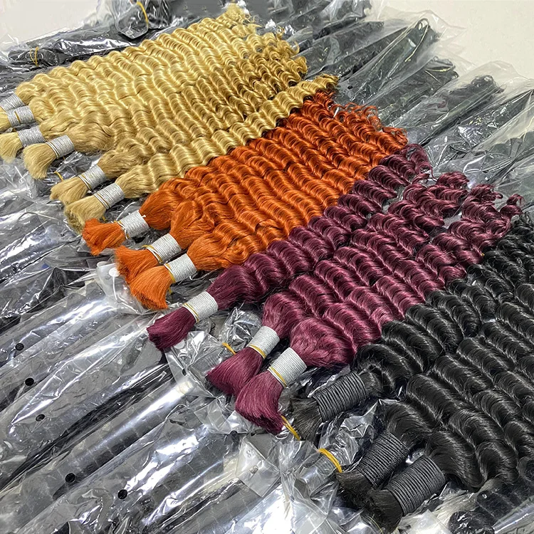 RXHAIR Factory Price Vendor Brazilian 100% Human Hair Color Bulk Hair Braiding Cuticle Aligned Virgin Hair Deep Wave