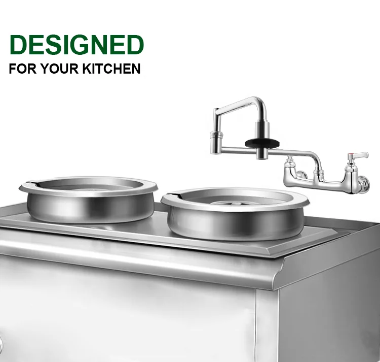 UPC NSF Wall Mount Double Handles Kitchen Sink Pot Filler Faucet Tap with Folding Spout