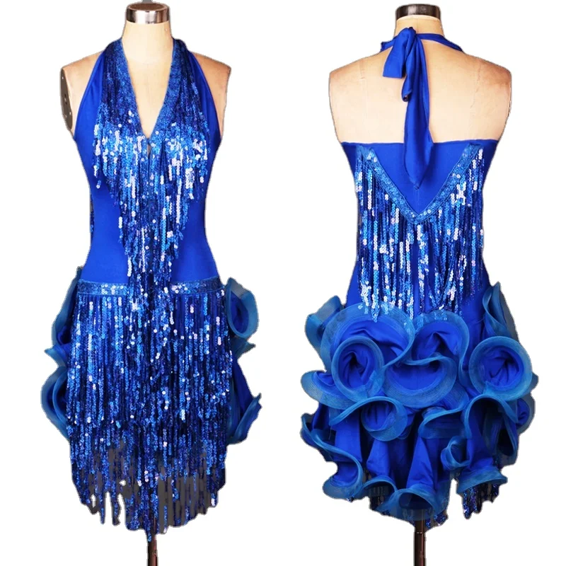 Latin Dance Dress Green Professional Costume for Women Fringe Samba Costume Colorful Womens Ballroom Competition Dresses Tassels