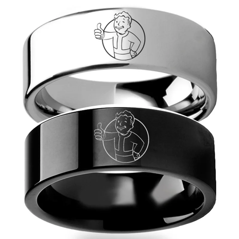 Fallout 9 Vault Boy Vault-Tec Mascot Ring Men 9mm Titanium Stainless Steel Black Lovers Ring Men Fallout Fans Gift Rings Women Fallout 9 Vault Boy Vault-Tec Mascot Ring Men 9mm Titanium Stainless Steel Black Lovers Ring Men Fallout Fans Gift Rings Women