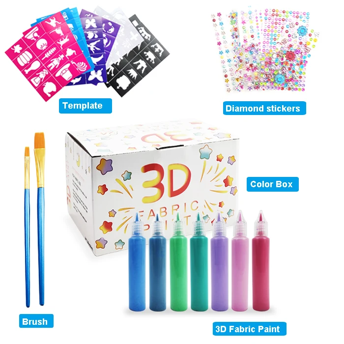 KHY Cloth Bulk Puffy Special Custom One Piece Dimensional Colors Fabric Textile 12 Medium Paint For Clothing