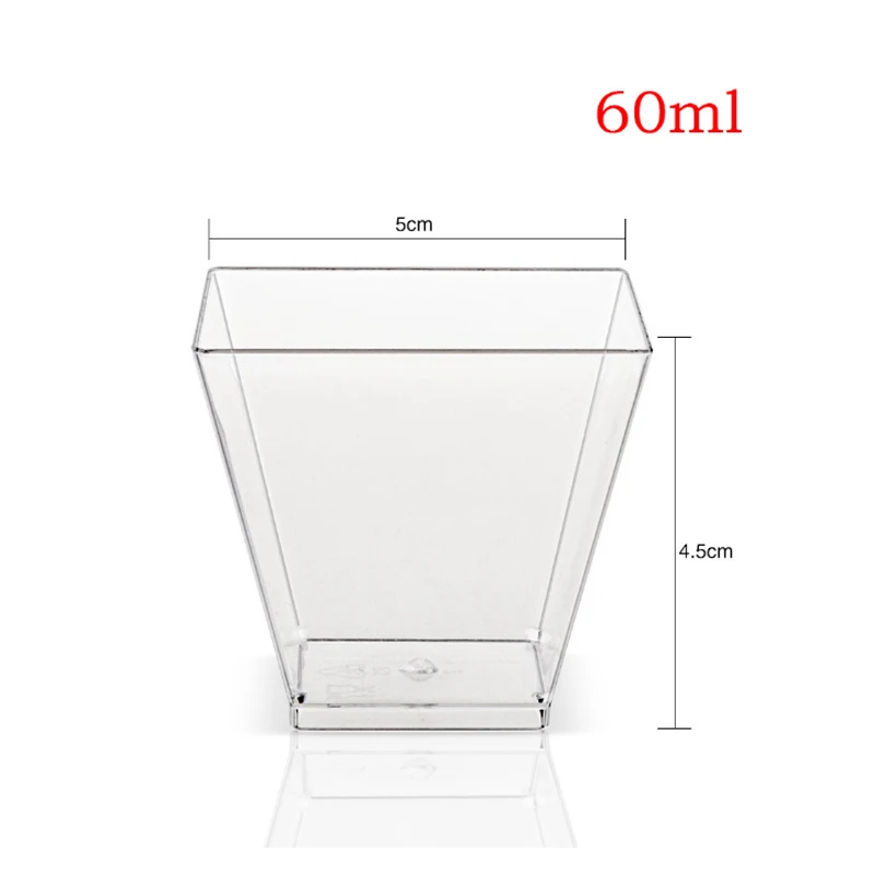 60ml120ml150ml square trapezoidal PS hard plastic transparent dessert cup mousse/pudding/packaging cup