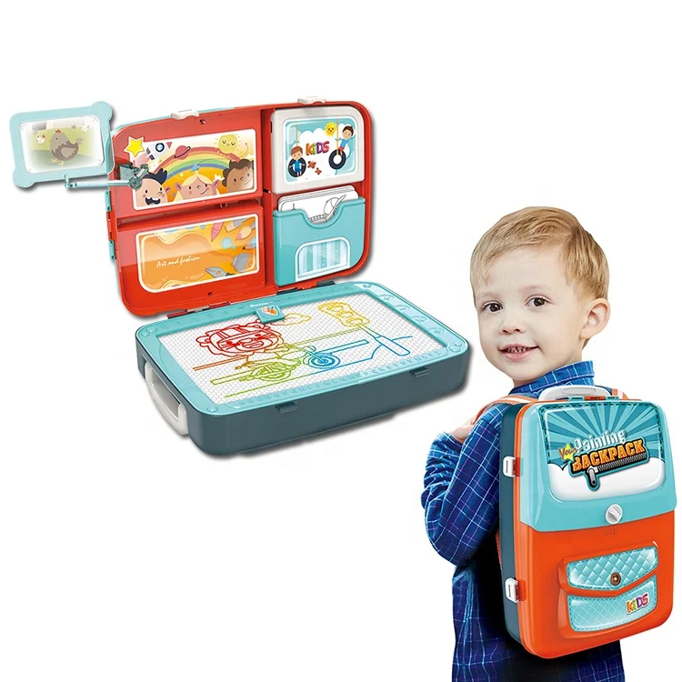 
Play Set Kids Learning Educational Backpack Painting 3 In 1 Drawing Board Toys 