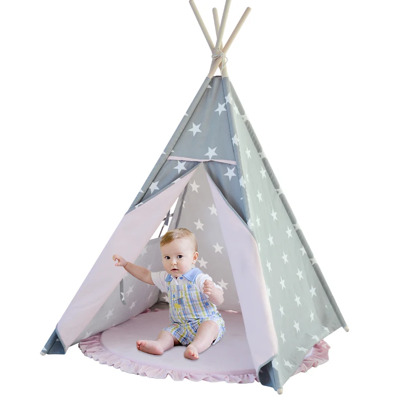 Ningbo Love tree Stripe Cotton Canvas Teepee  cotton bed indoor outdoor party tienda toy Tipi Kids Teepee Tent