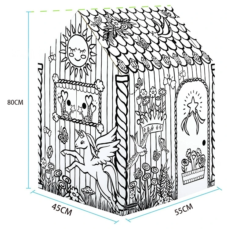 Cardboard Bankers Box at Play Color in Unicorn Playhouse Cardboard Playhouse Craft Activity for Kids and Families