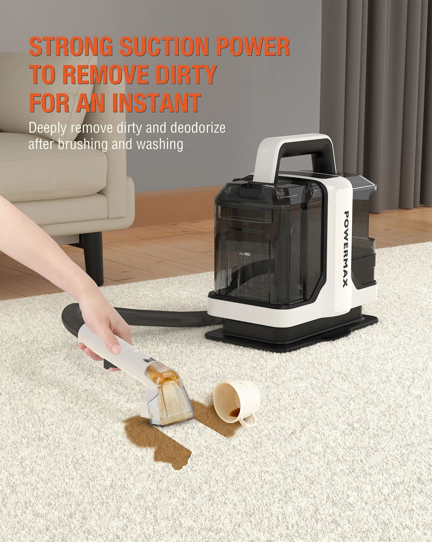 Custom OEM 450w Sofa Bed Cleaning Machine Wired Handheld Lightweight Carpet Cleaner Spot Cleaner