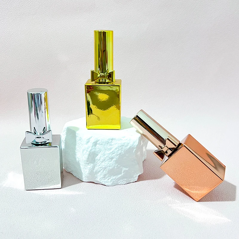 Luxury 15ml Fancy Uv Nail Gel Bottle Empty Nail Polish Bottles Gold Silver Rose Gold Nail Polish Glass Bottle  With Brush