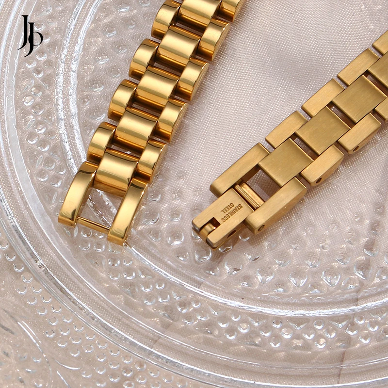 JOJO Fashion 2023 watch strap link chain inlaid zircon bracelet women 18k gold plated stainless steel charm bracelet