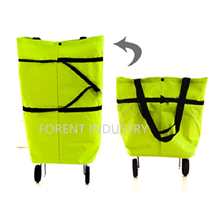 Customized eco-friendly non woven shopping trolley mesh bag folding hanging bag cart