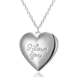 Creative Design Heart Locket Pendant Necklace Photo Frame Heart Pendant Necklace for Couples