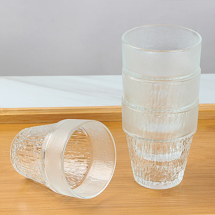 Wholesale simple design clear glass 1 piece 1100ML pot with 4 piece 200ML water milk cup set for home