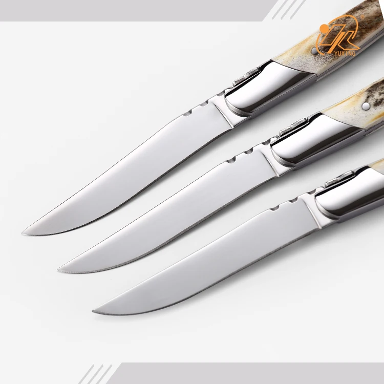 Luxury cutlery set royal use  forks and  knives with real antler handles laguiole horn cutlery kit