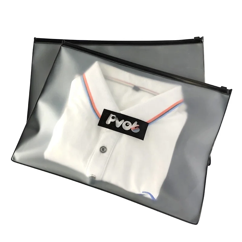 BPA Free Soft Recycled EVA Frosted Zipper Bag Custom Logo Smell Proof Clothing T-Shirt Packaging Sizes Customizable Underwear