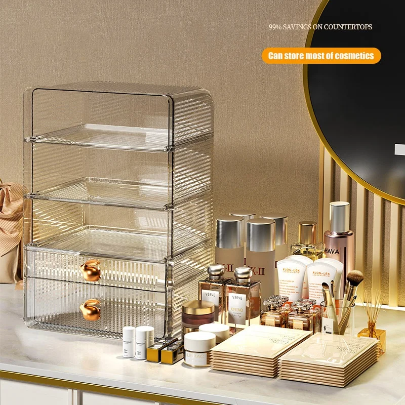 High Quality Luxury Transparent Visible Makeup Organization Plastic PET Drawer Cosmetic Jewelry Storage Box