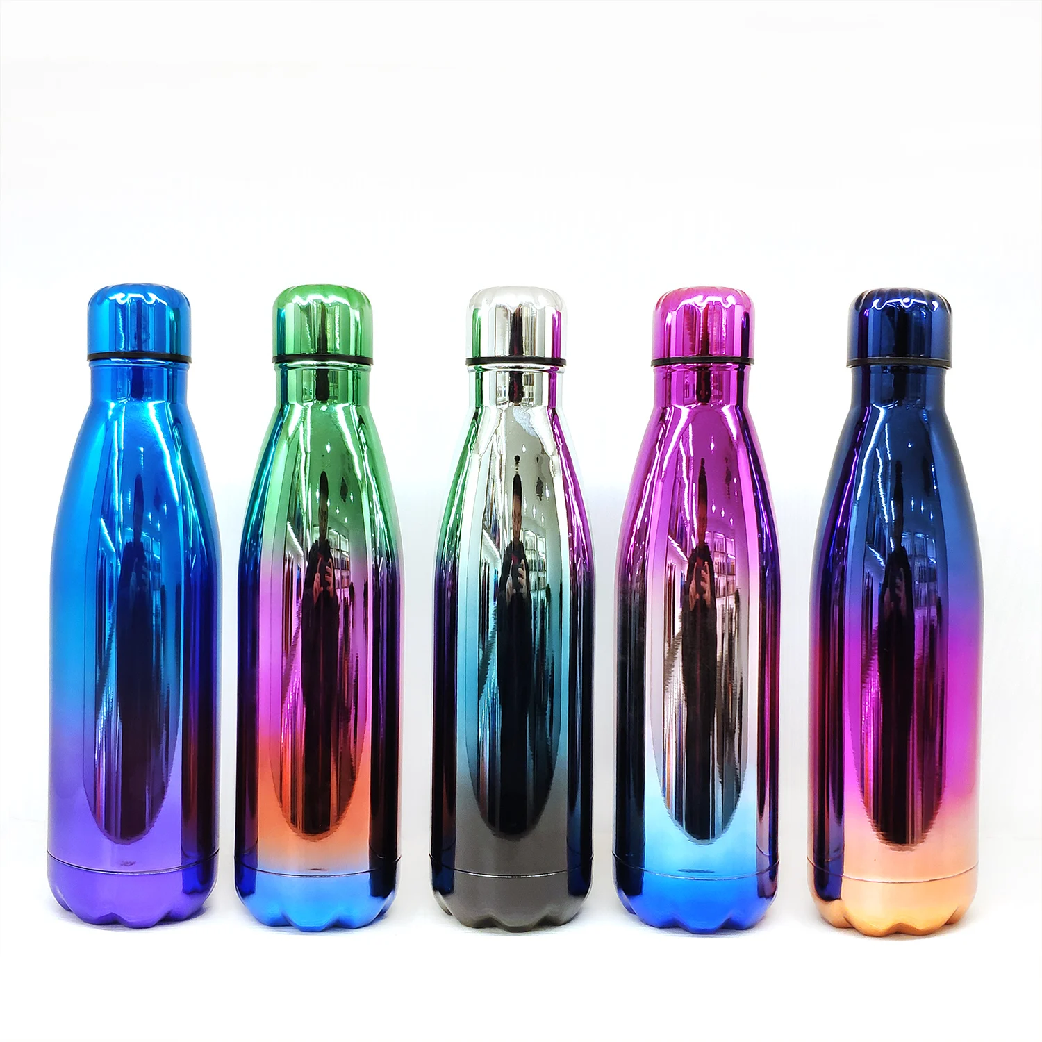 
Reusable Wooden Grain Pattern Sports Stainless Steel Insulated 500ml Cola Shaped Thermos Water Bottles with Custom Logo 