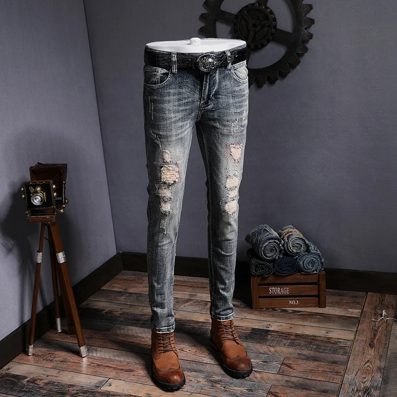 Женская одежда поставщика с вышивкой в винтажном стиле; С заплатками для мужчин; Новейший дизайн; Джинсовые штаны