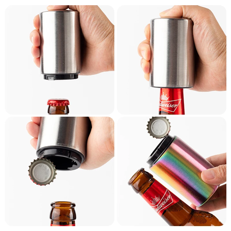 LOW MOQ Stainless Steel Automatic Push down Magnetic Automatic Bottle Opener For Bar